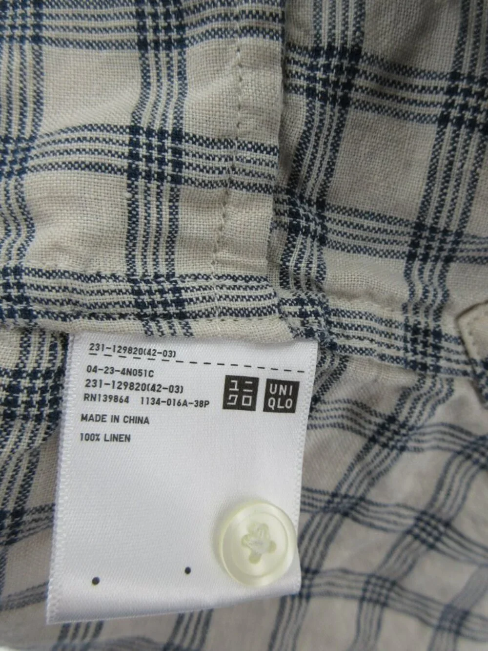 Uniqlo Ines De La Fressange Dress Medium Linen Shirt Button Up Check - Picture 10 of 11